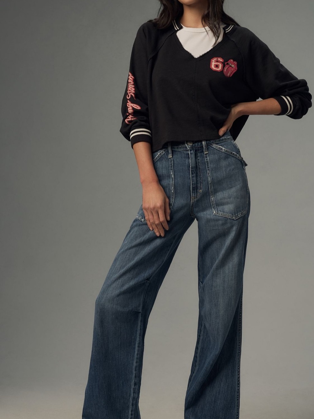Pilcro X Anthropologie Rolling Stones sweatshirt